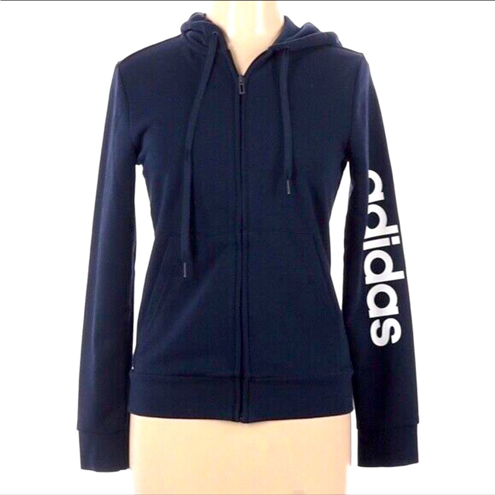 Adidas Essential Linear Hoodie Track Jacket Navy